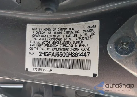2009 Honda Civic Lx from USA, damaged, VIN 2HGFA16509H361447